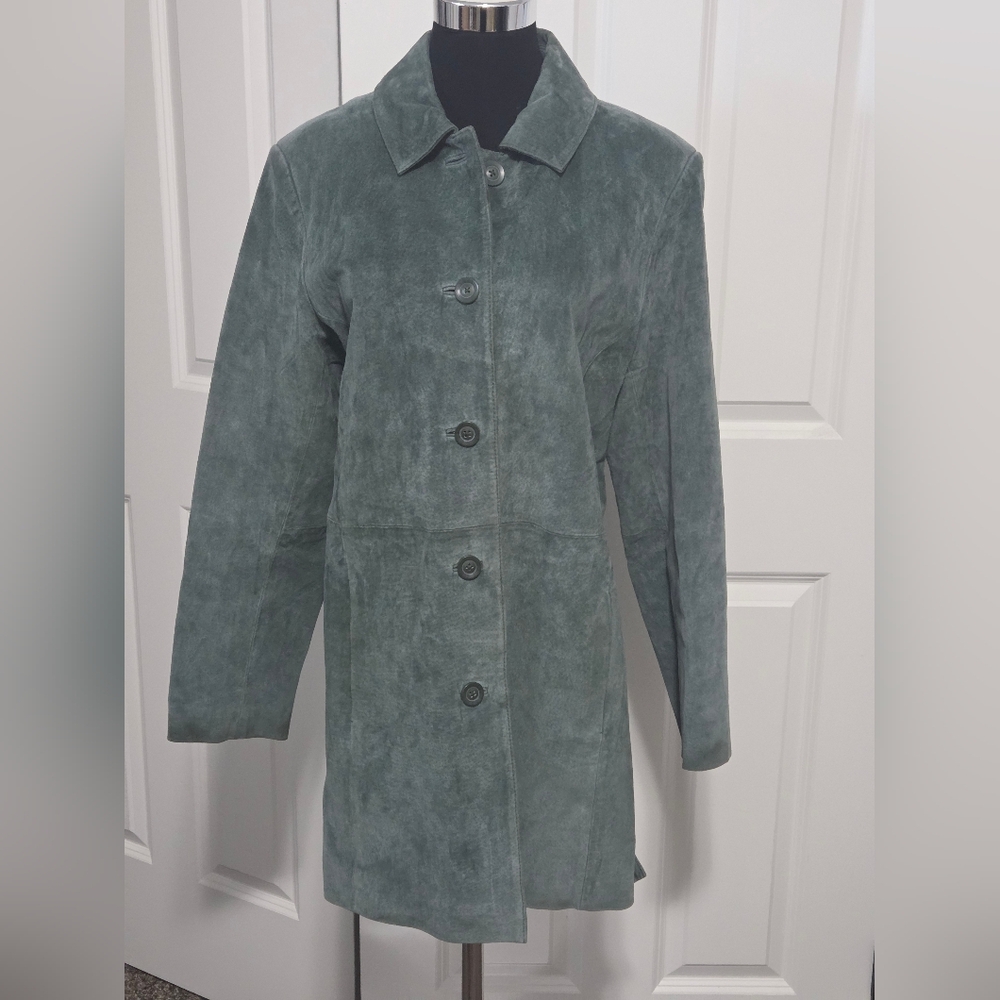Womens Cherokee Green Leather Suede Coat Size L